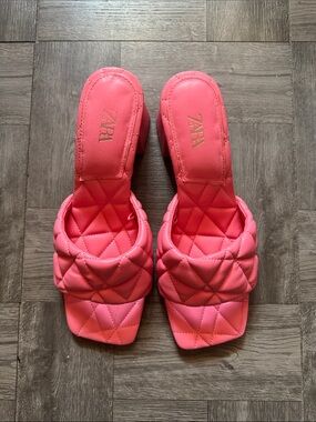 ZARA Pink Block Heel Mules